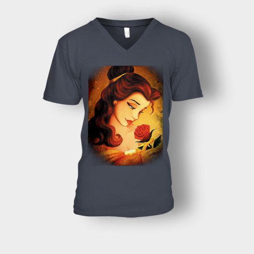 Beauty-Flower-Disney-Beauty-And-The-Beast-Unisex-V-Neck-T-Shirt-Dark-Heather