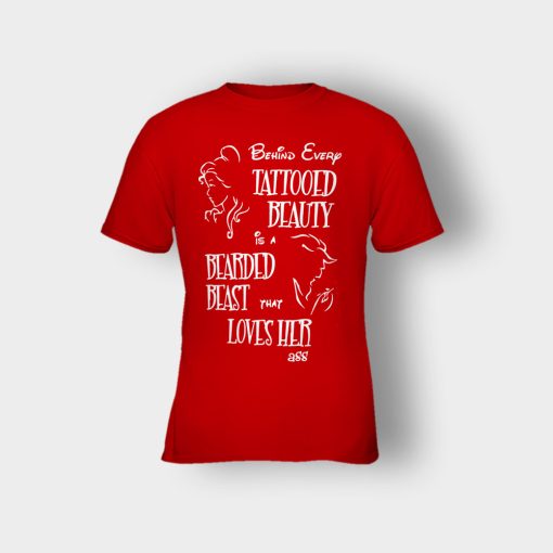 Behind-Every-Beauty-Disney-Beauty-And-The-Beast-Kids-T-Shirt-Red