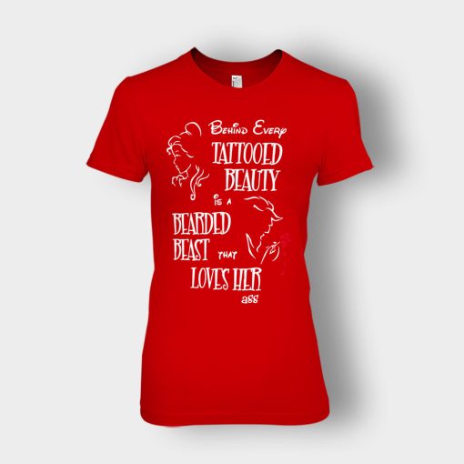 Behind-Every-Beauty-Disney-Beauty-And-The-Beast-Ladies-T-Shirt-Red