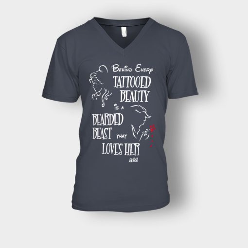 Behind-Every-Beauty-Disney-Beauty-And-The-Beast-Unisex-V-Neck-T-Shirt-Dark-Heather