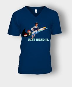 Belles-Just-Read-It-Disney-Beauty-And-The-Beast-Unisex-V-Neck-T-Shirt-Navy