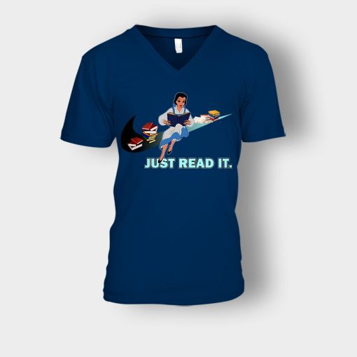 Belles-Just-Read-It-Disney-Beauty-And-The-Beast-Unisex-V-Neck-T-Shirt-Navy