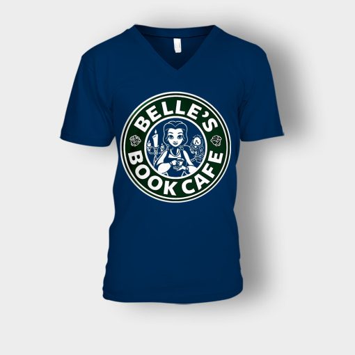 Belles-Starbuck-Coffee-Disney-Beauty-And-The-Beast-Unisex-V-Neck-T-Shirt-Navy