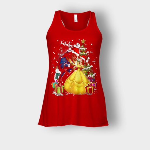 Beside-The-Christmas-Tree-Disney-Beauty-And-The-Beast-Bella-Womens-Flowy-Tank-Red