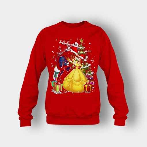 Beside-The-Christmas-Tree-Disney-Beauty-And-The-Beast-Crewneck-Sweatshirt-Red