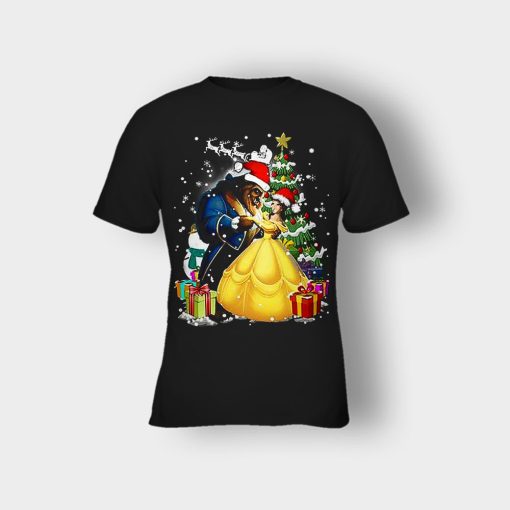 Beside-The-Christmas-Tree-Disney-Beauty-And-The-Beast-Kids-T-Shirt-Black