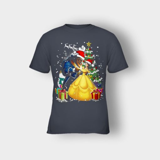 Beside-The-Christmas-Tree-Disney-Beauty-And-The-Beast-Kids-T-Shirt-Dark-Heather