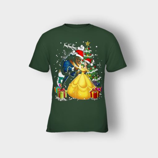 Beside-The-Christmas-Tree-Disney-Beauty-And-The-Beast-Kids-T-Shirt-Forest