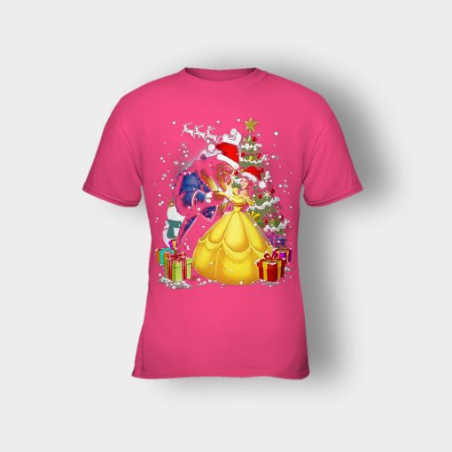 Beside-The-Christmas-Tree-Disney-Beauty-And-The-Beast-Kids-T-Shirt-Heliconia