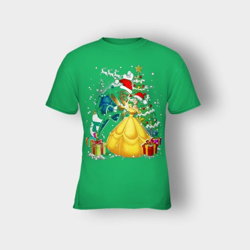 Beside-The-Christmas-Tree-Disney-Beauty-And-The-Beast-Kids-T-Shirt-Irish-Green