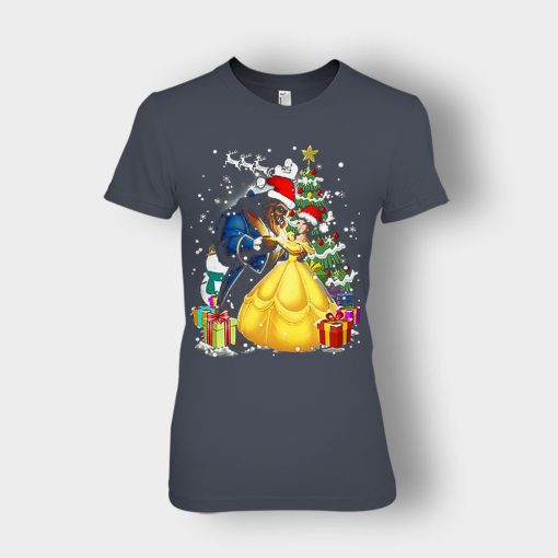 Beside-The-Christmas-Tree-Disney-Beauty-And-The-Beast-Ladies-T-Shirt-Dark-Heather