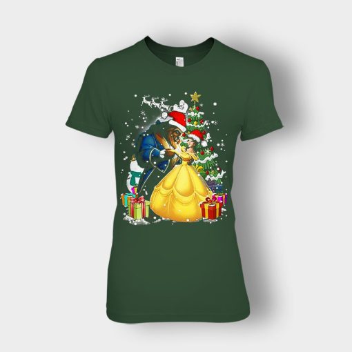 Beside-The-Christmas-Tree-Disney-Beauty-And-The-Beast-Ladies-T-Shirt-Forest