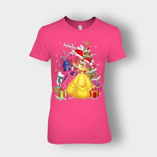 Beside-The-Christmas-Tree-Disney-Beauty-And-The-Beast-Ladies-T-Shirt-Heliconia