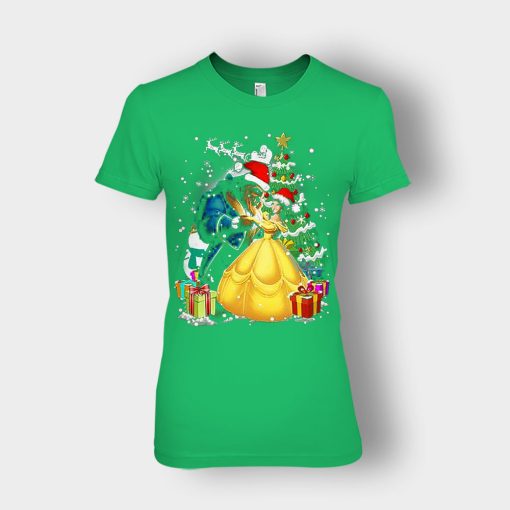 Beside-The-Christmas-Tree-Disney-Beauty-And-The-Beast-Ladies-T-Shirt-Irish-Green