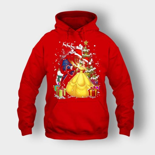 Beside-The-Christmas-Tree-Disney-Beauty-And-The-Beast-Unisex-Hoodie-Red