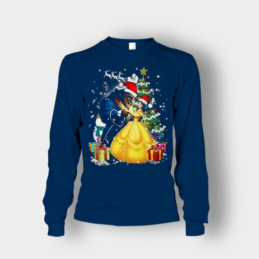 Beside-The-Christmas-Tree-Disney-Beauty-And-The-Beast-Unisex-Long-Sleeve-Navy