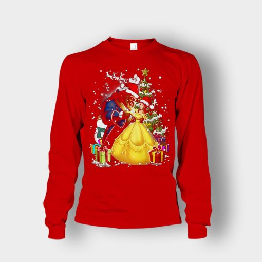 Beside-The-Christmas-Tree-Disney-Beauty-And-The-Beast-Unisex-Long-Sleeve-Red