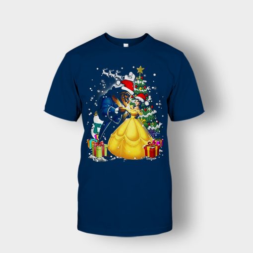 Beside-The-Christmas-Tree-Disney-Beauty-And-The-Beast-Unisex-T-Shirt-Navy