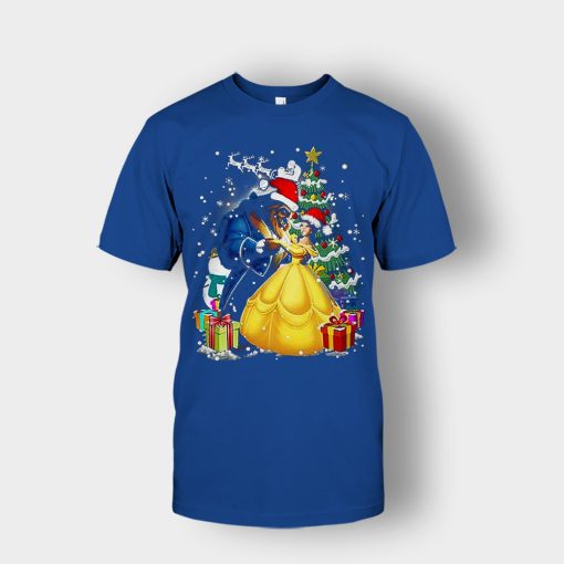 Beside-The-Christmas-Tree-Disney-Beauty-And-The-Beast-Unisex-T-Shirt-Royal