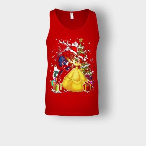 Beside-The-Christmas-Tree-Disney-Beauty-And-The-Beast-Unisex-Tank-Top-Red