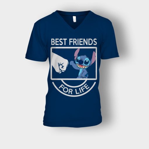 Best-Friends-For-Life-Disney-Lilo-And-Stitch-Unisex-V-Neck-T-Shirt-Navy