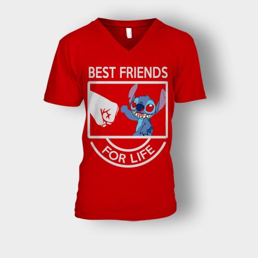 Best-Friends-For-Life-Disney-Lilo-And-Stitch-Unisex-V-Neck-T-Shirt-Red