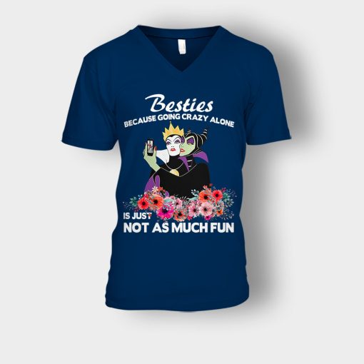 Besties-Because-Going-Crazy-Alone-Is-Not-As-Much-Fun-Disney-Maleficient-Inspired-Unisex-V-Neck-T-Shirt-Navy