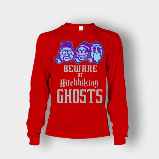 Beware-of-Hitchhiking-Ghosts-Gracey-Manor-Disney-Inspired-Unisex-Long-Sleeve-Red