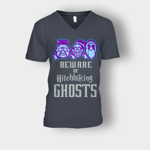 Beware-of-Hitchhiking-Ghosts-Gracey-Manor-Disney-Inspired-Unisex-V-Neck-T-Shirt-Dark-Heather
