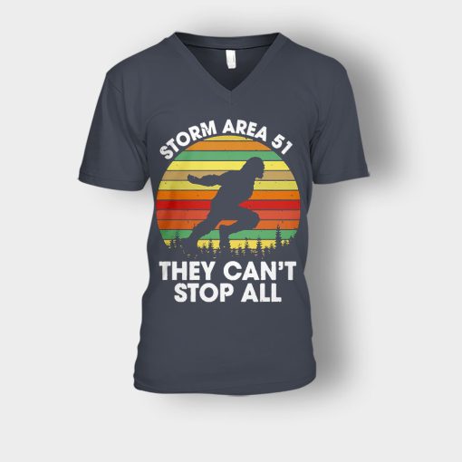 Bigfoot-Storm-Area-51-they-cant-stop-all-Unisex-V-Neck-T-Shirt-Dark-Heather
