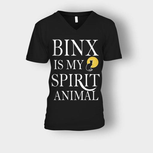Binx-Is-My-Spirit-Animal-Sanderson-Sisters-Disney-Hocus-Pocus-Unisex-V-Neck-T-Shirt-Black