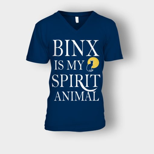 Binx-Is-My-Spirit-Animal-Sanderson-Sisters-Disney-Hocus-Pocus-Unisex-V-Neck-T-Shirt-Navy
