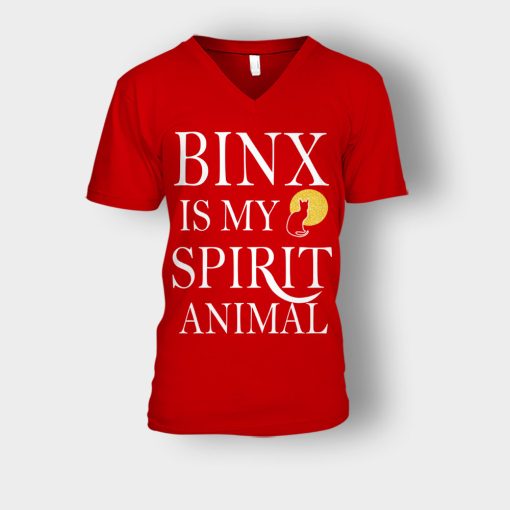 Binx-Is-My-Spirit-Animal-Sanderson-Sisters-Disney-Hocus-Pocus-Unisex-V-Neck-T-Shirt-Red