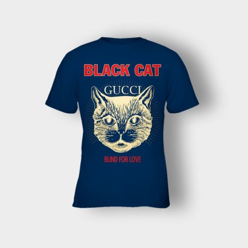 Blind-For-Love-Black-Cat-Kids-T-Shirt-Navy