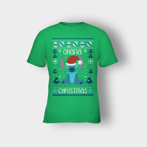 Blue-Xmas-Ohana-Disney-Lilo-And-Stitch-Kids-T-Shirt-Irish-Green