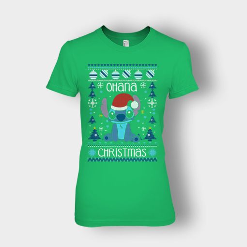 Blue-Xmas-Ohana-Disney-Lilo-And-Stitch-Ladies-T-Shirt-Irish-Green