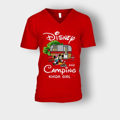 Camping-Kinda-Girl-Disney-Mickey-Inspired-Unisex-V-Neck-T-Shirt-Red