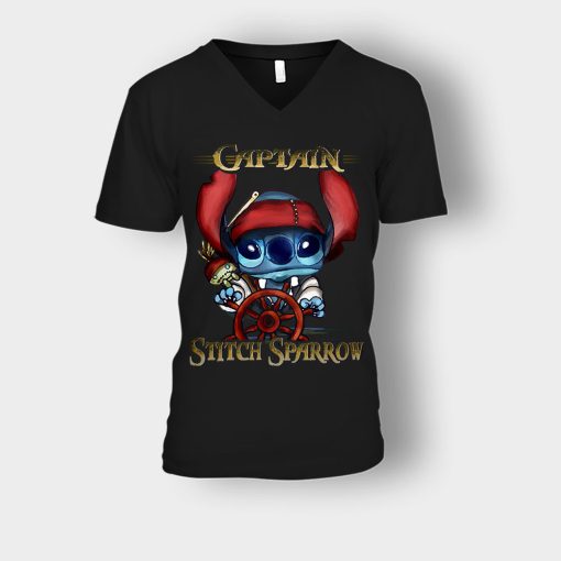 Captain-Stitch-Sparrow-Disney-Lilo-And-Stitch-Unisex-V-Neck-T-Shirt-Black