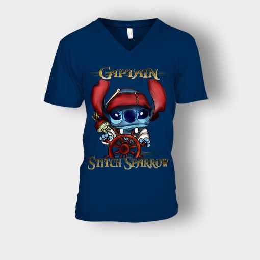 Captain-Stitch-Sparrow-Disney-Lilo-And-Stitch-Unisex-V-Neck-T-Shirt-Navy