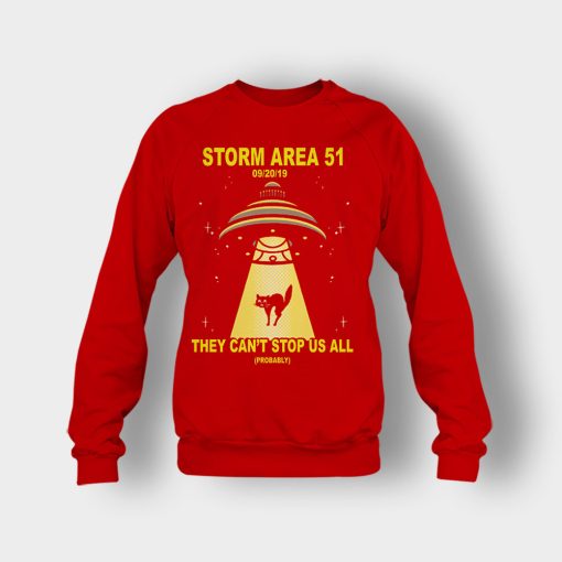 Cat-UFO-Storm-Area-51-They-Cant-Stop-All-of-Us-Crewneck-Sweatshirt-Red