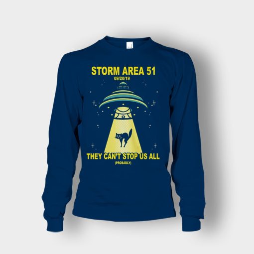 Cat-UFO-Storm-Area-51-They-Cant-Stop-All-of-Us-Unisex-Long-Sleeve-Navy