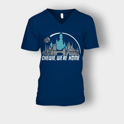 Chewie-Were-Home-Disney-Mickey-Inspired-Unisex-V-Neck-T-Shirt-Navy
