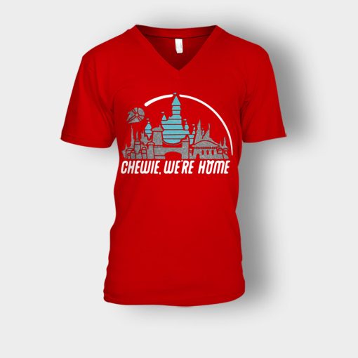 Chewie-Were-Home-Disney-Mickey-Inspired-Unisex-V-Neck-T-Shirt-Red