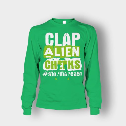 Clap-Alien-Cheeks-Storm-Area-51-Unisex-Long-Sleeve-Irish-Green