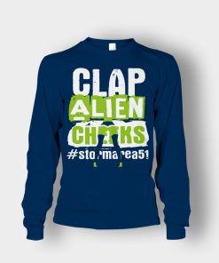 Clap-Alien-Cheeks-Storm-Area-51-Unisex-Long-Sleeve-Navy
