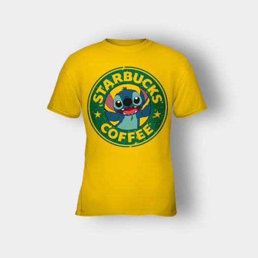 Coffee-Morning-Disney-Lilo-And-Stitch-Kids-T-Shirt-Gold