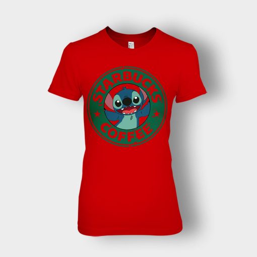 Coffee-Morning-Disney-Lilo-And-Stitch-Ladies-T-Shirt-Red