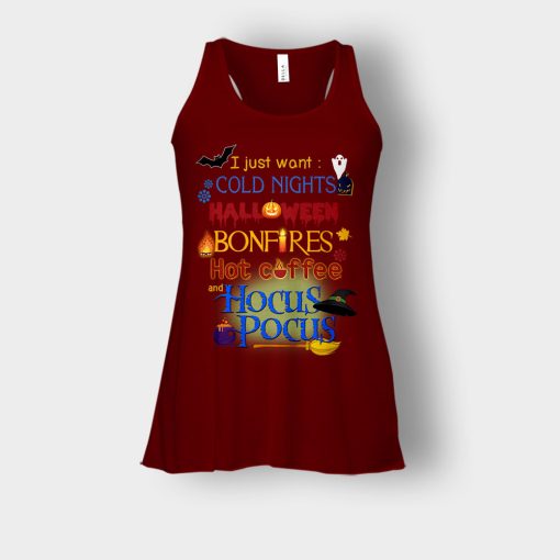 Cold-Nights-Bonfire-Disney-Hocus-Pocus-Bella-Womens-Flowy-Tank-Maroon