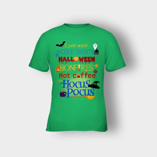 Cold-Nights-Bonfire-Disney-Hocus-Pocus-Kids-T-Shirt-Irish-Green