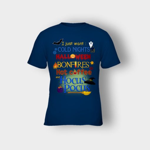 Cold-Nights-Bonfire-Disney-Hocus-Pocus-Kids-T-Shirt-Navy